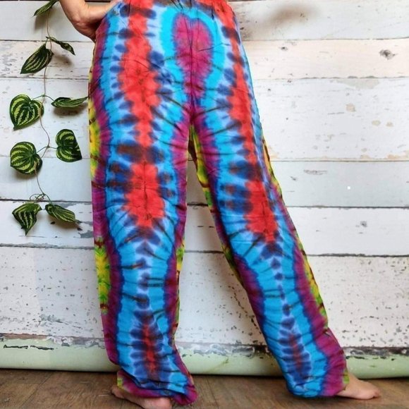 Red and blue tie dye harem pants - Picture 3 of 3